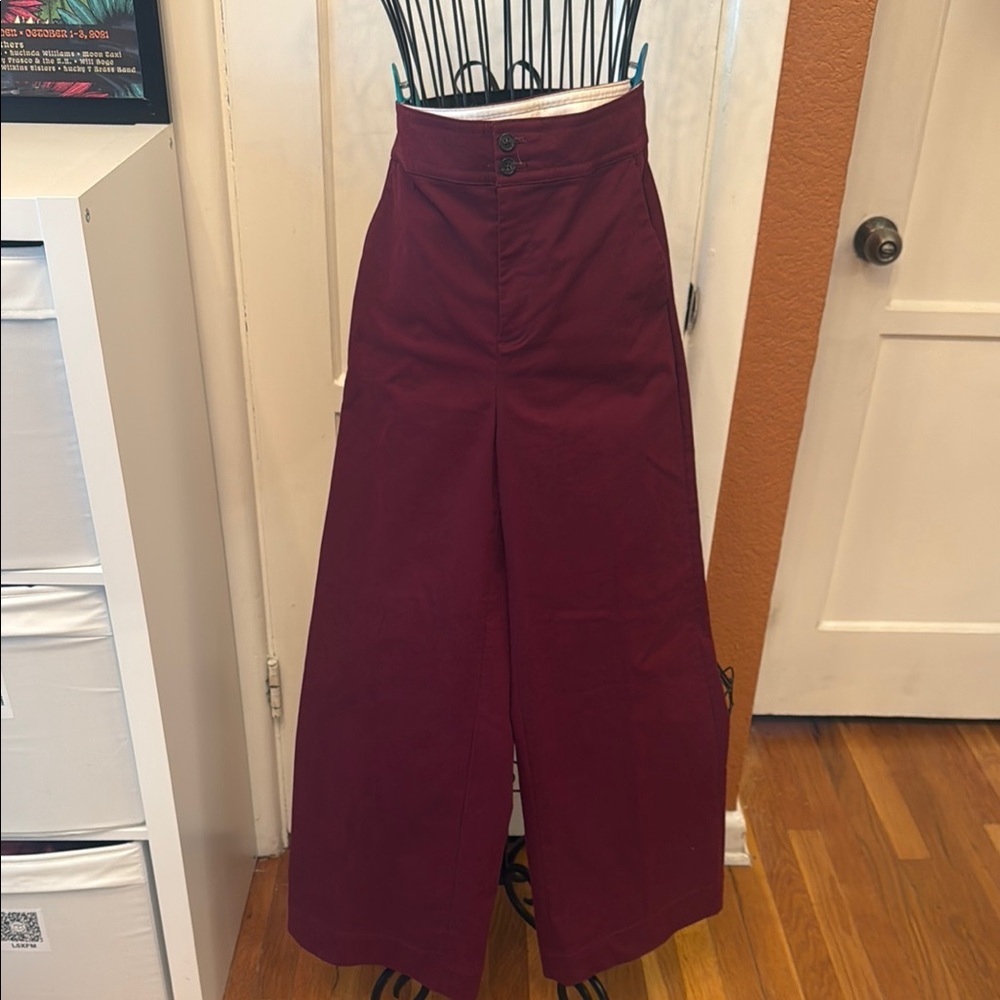 J. Crew Burgundy Wide Leg Pants